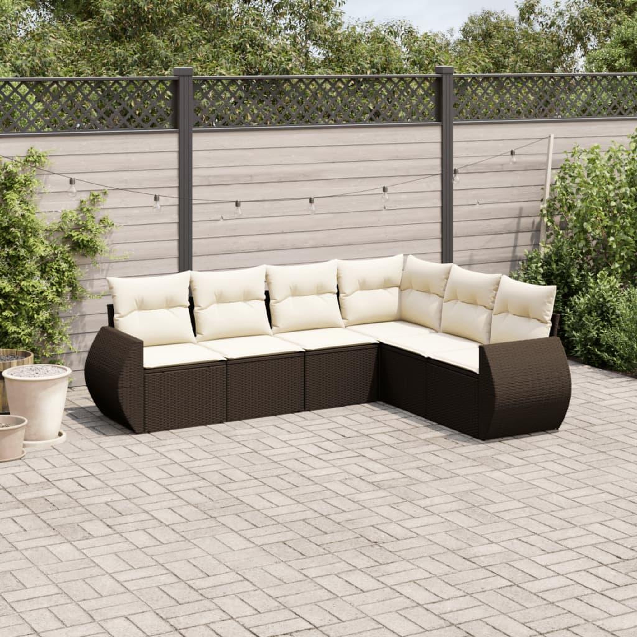 VIDAXL Salon de jardin avec coussins 6 pcs marron resine tressee