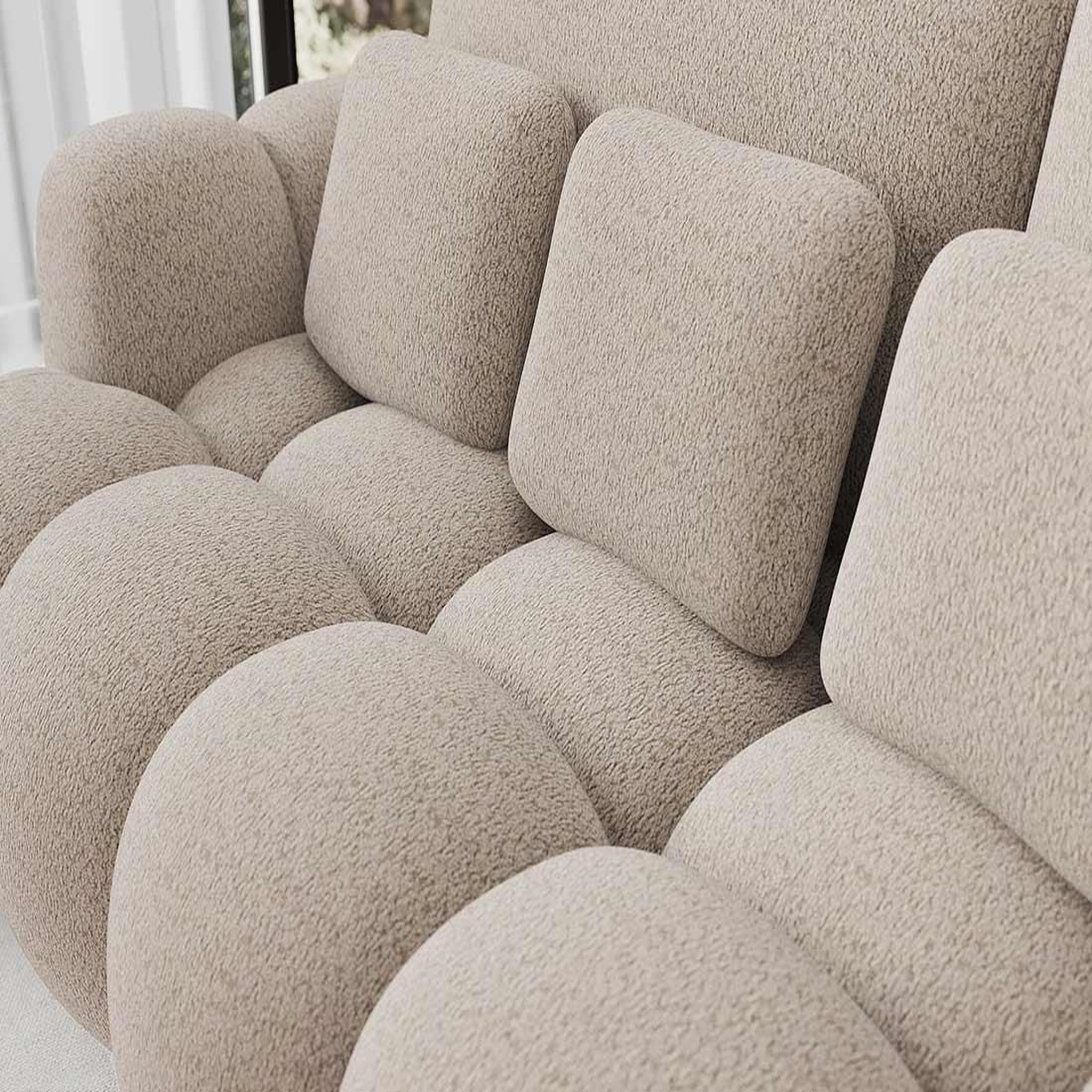 Voir la diapositive 5 : BEST MOBILIER Dorian - canapé droit 3 places convertible avec coffre en tissu bouclette