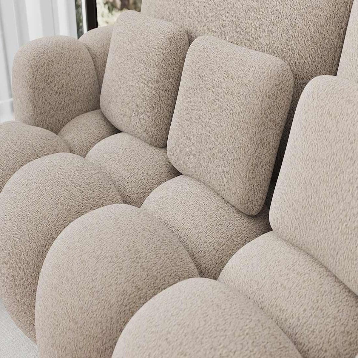 BEST MOBILIER Dorian - canapé droit 3 places convertible avec coffre en tissu bouclette