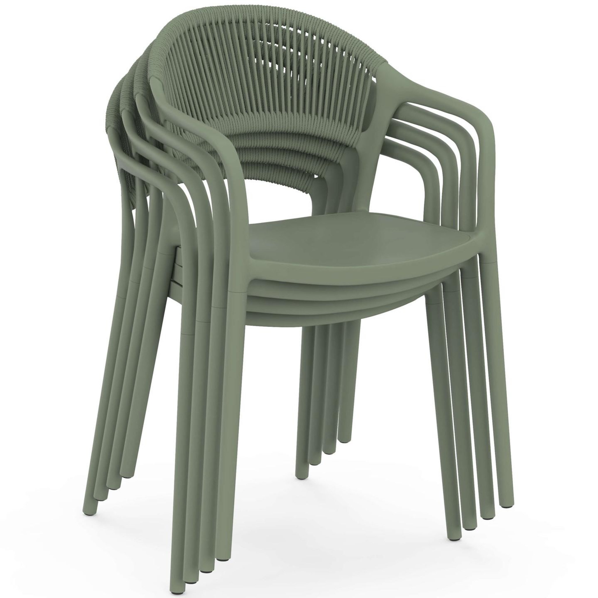 Voir la diapositive 3 : ID MARKET Lot de 4 chaises de jardin empilables odelia en polypropylène et cordage vert