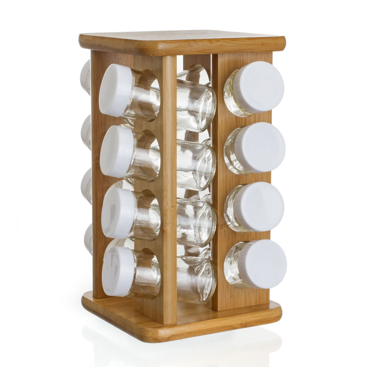 SECRET DE GOURMET Support 16 pots à épices tournant en bambou