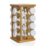 SECRET DE GOURMET Support 16 pots à épices tournant en bambou