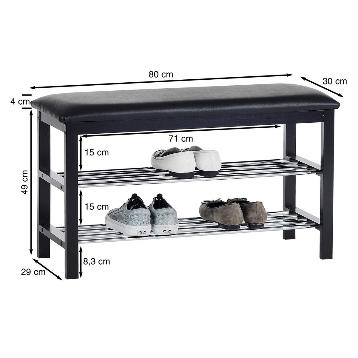 IDIMEX Banc à chaussures SANA, 2 étagères