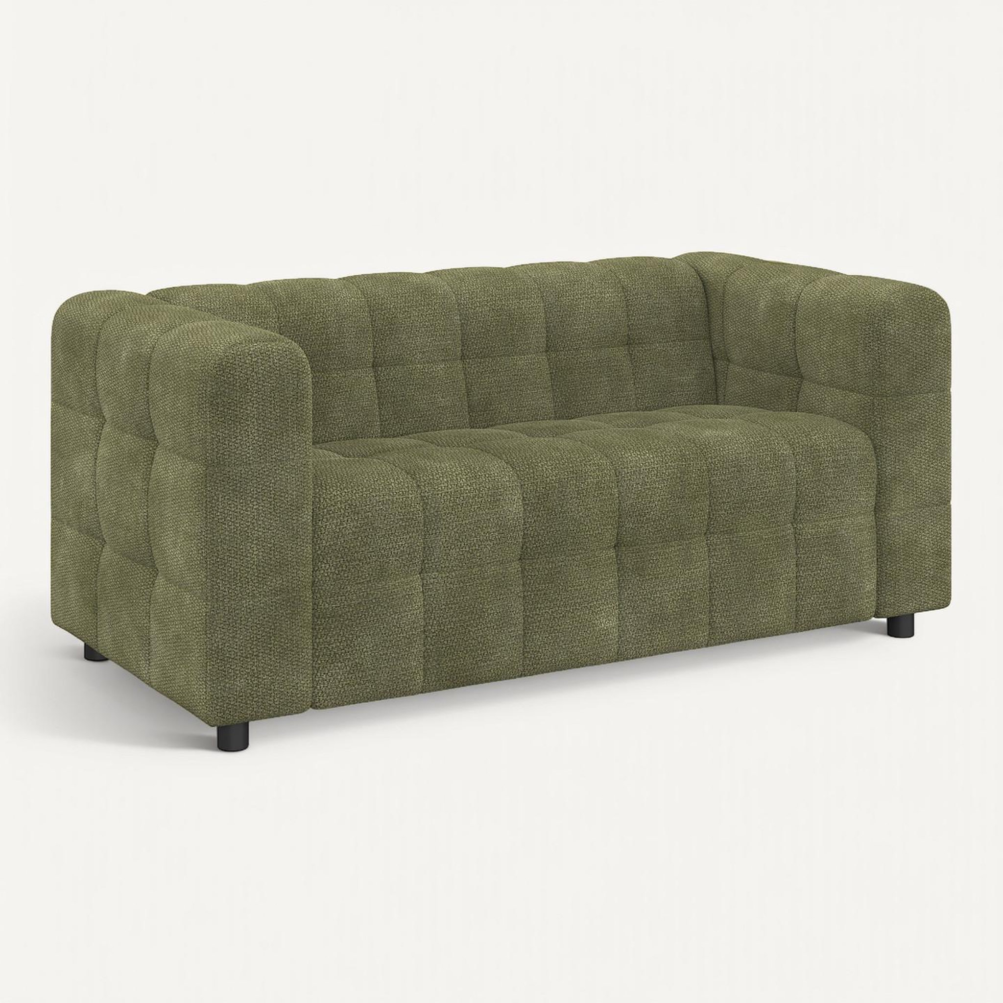 Voir la diapositive 6 : ID MARKET Canapé droit 2 places capitonné amance en tissu chenille vert kaki