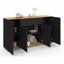 Voir la diapositive 4 : ID MARKET Buffet 140 cm VITO 4 portes et 1 tiroir noir et bois