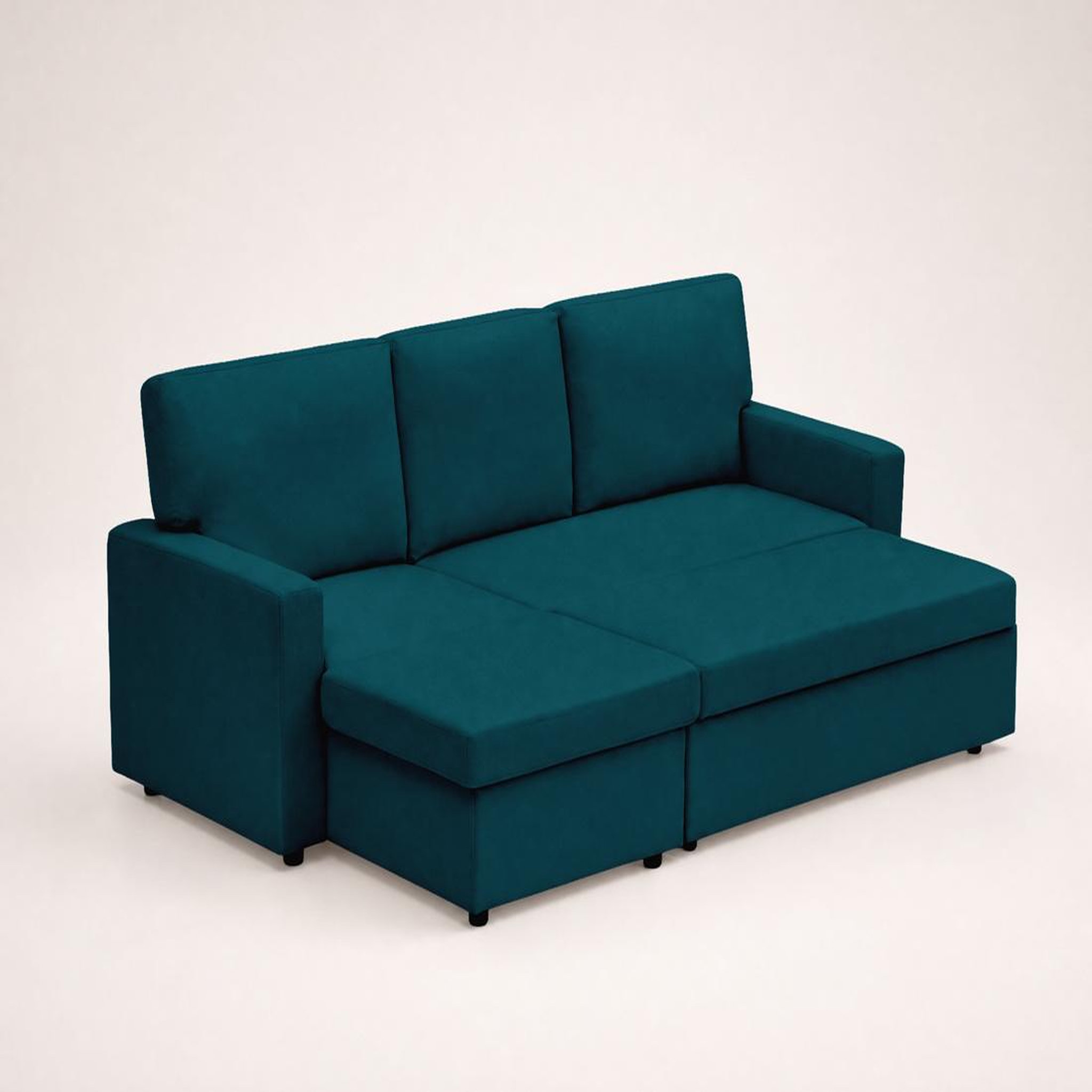 Voir la diapositive 4 : BEST MOBILIER Meiya - canapé d'angle réversible 4 places convertible avec coffre en tissu