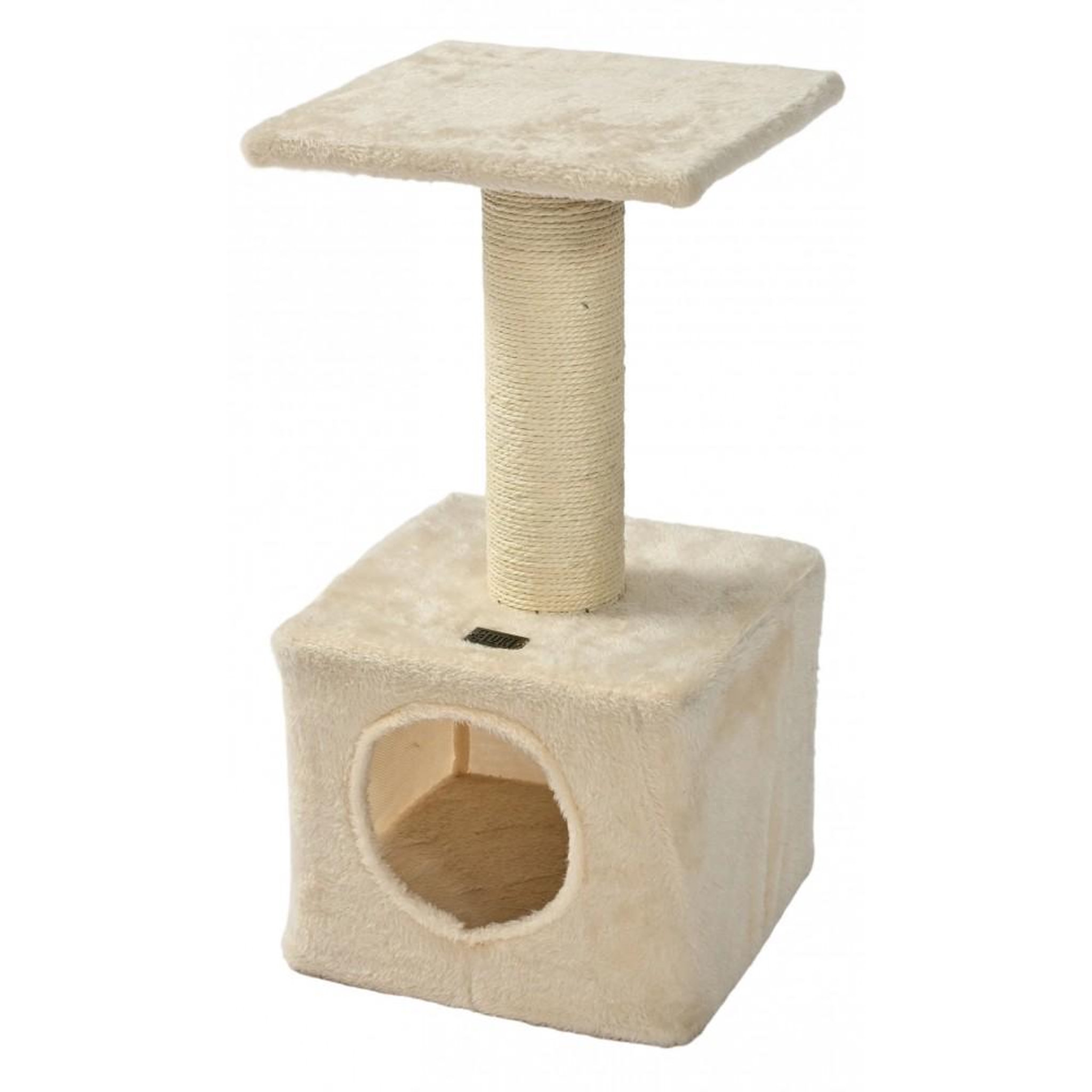 MON AMI LUKI Arbre à chat plateforme, niche & griffoir. Coloris disponibles : Blanc, Gris