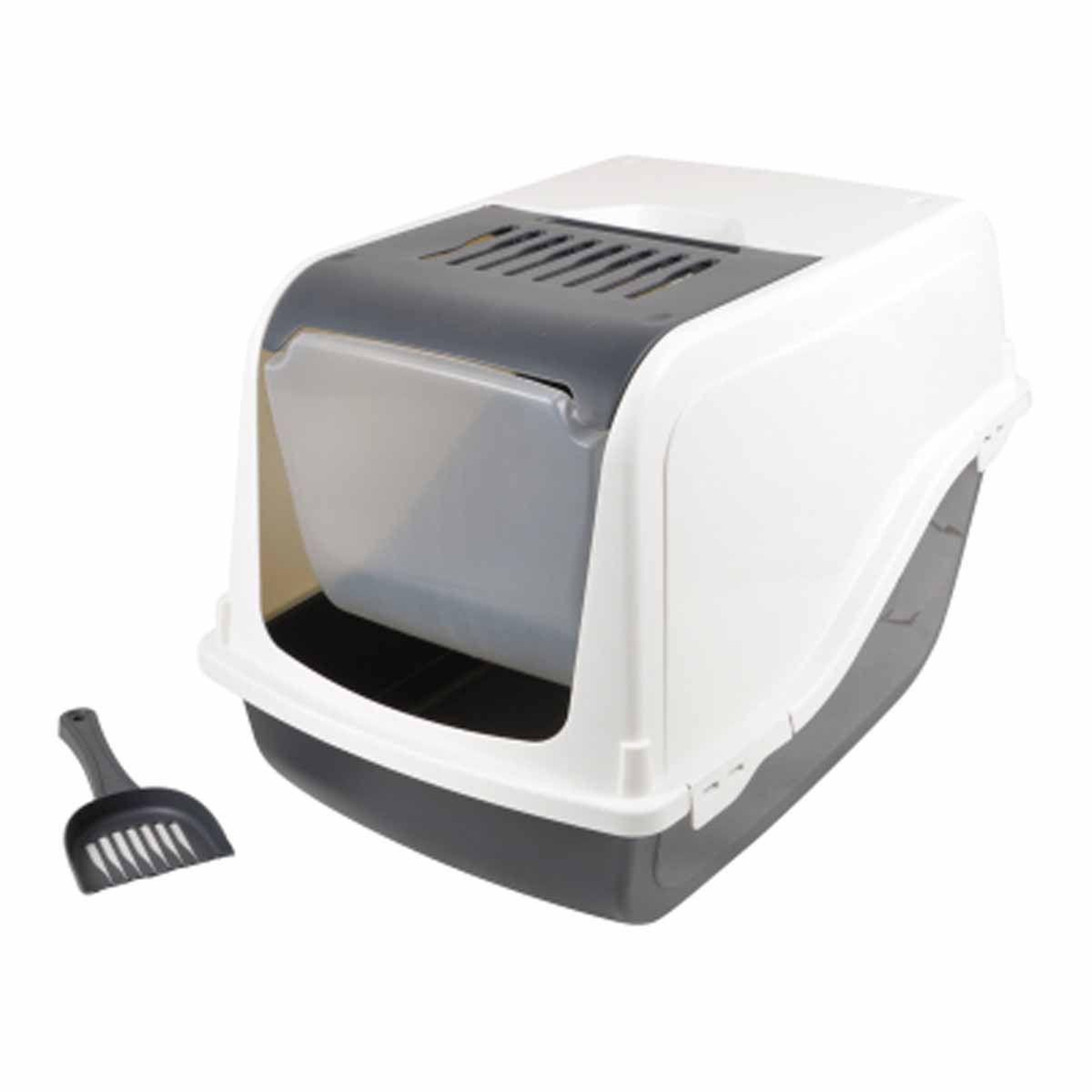 LOVE STORY Litière pour Chat  Toilette  53cm Ivoire & Anthracite