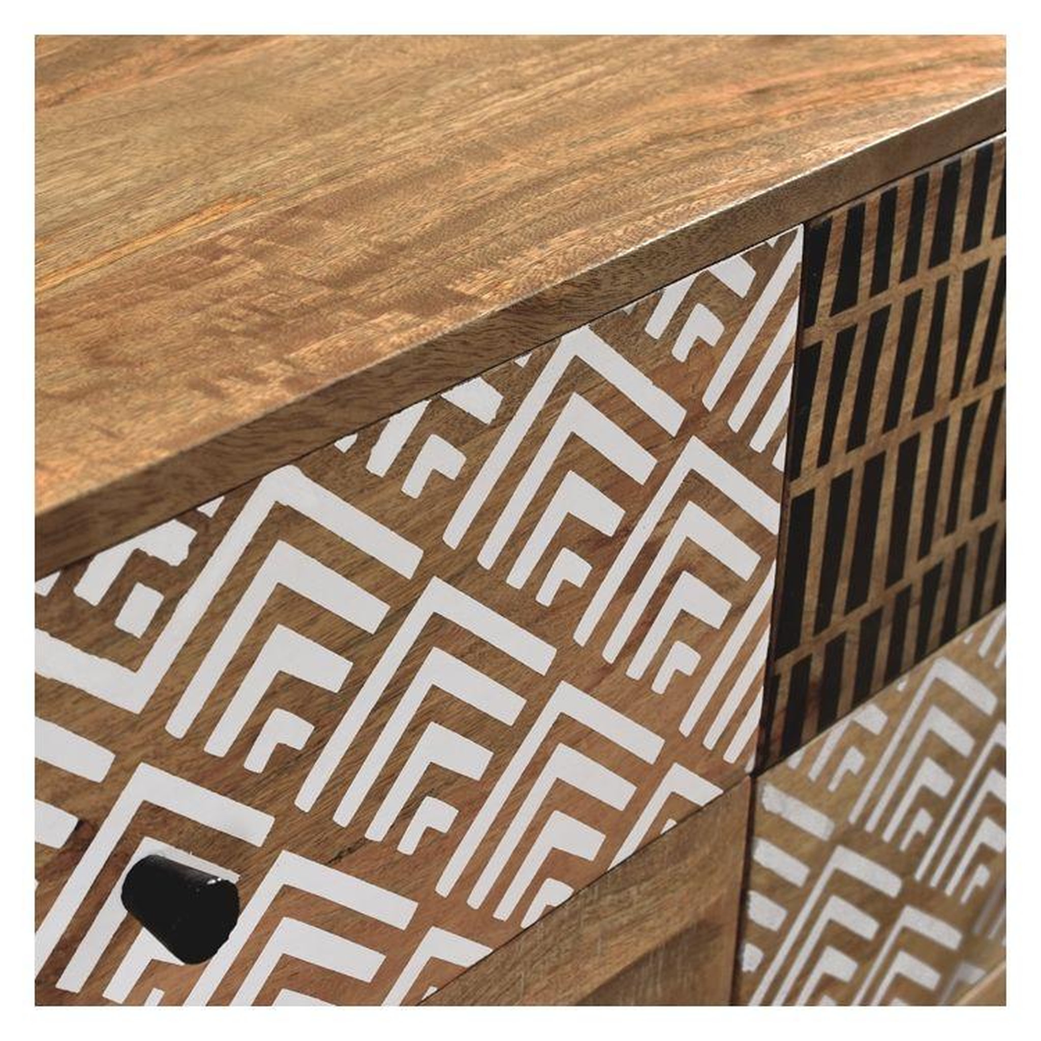 Voir la diapositive 3 : MAISON PAVANE Commode en bois 6 tiroirs à motifs-tali