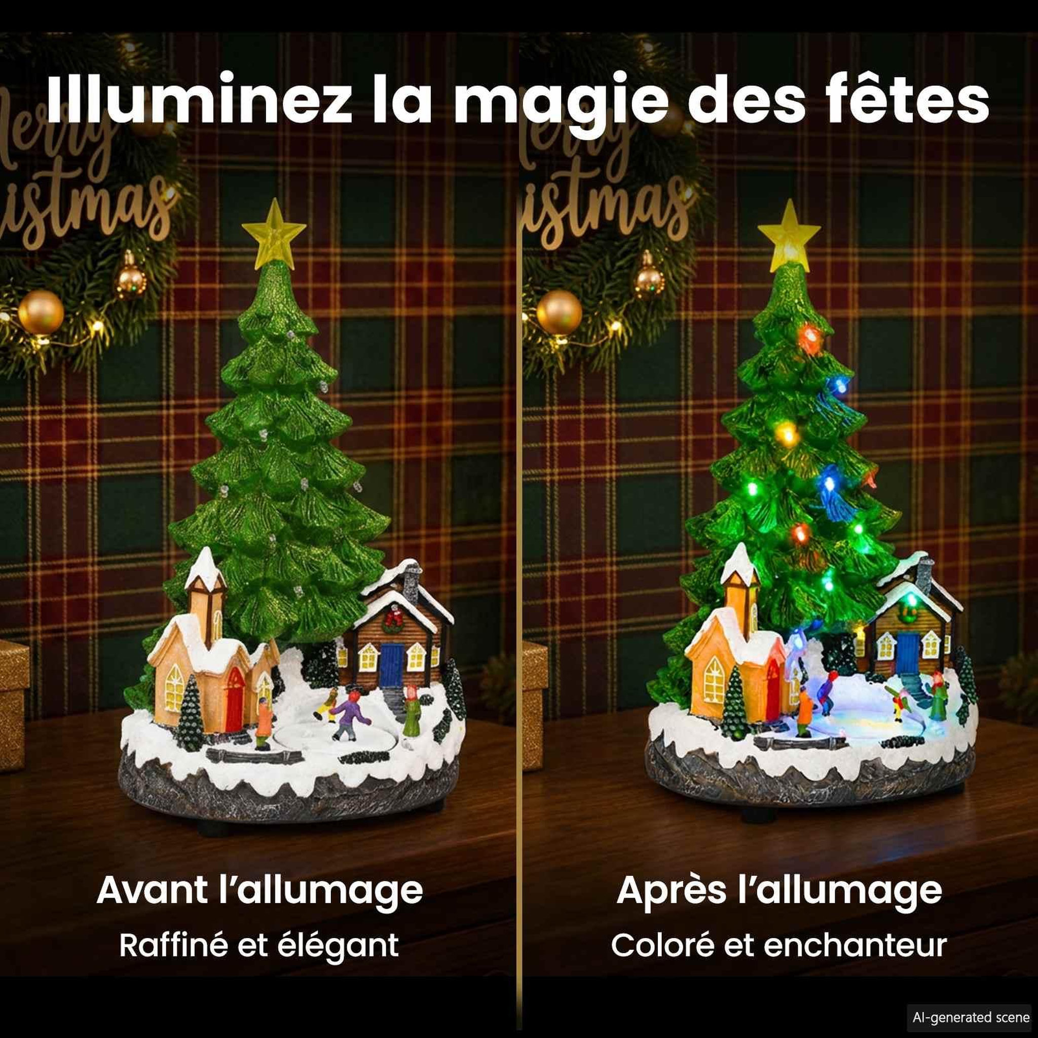 Voir la diapositive 5 : VIDAXL Sapin de Noël musical SALO 16 x 15 x 27,5 cm Resine Vert