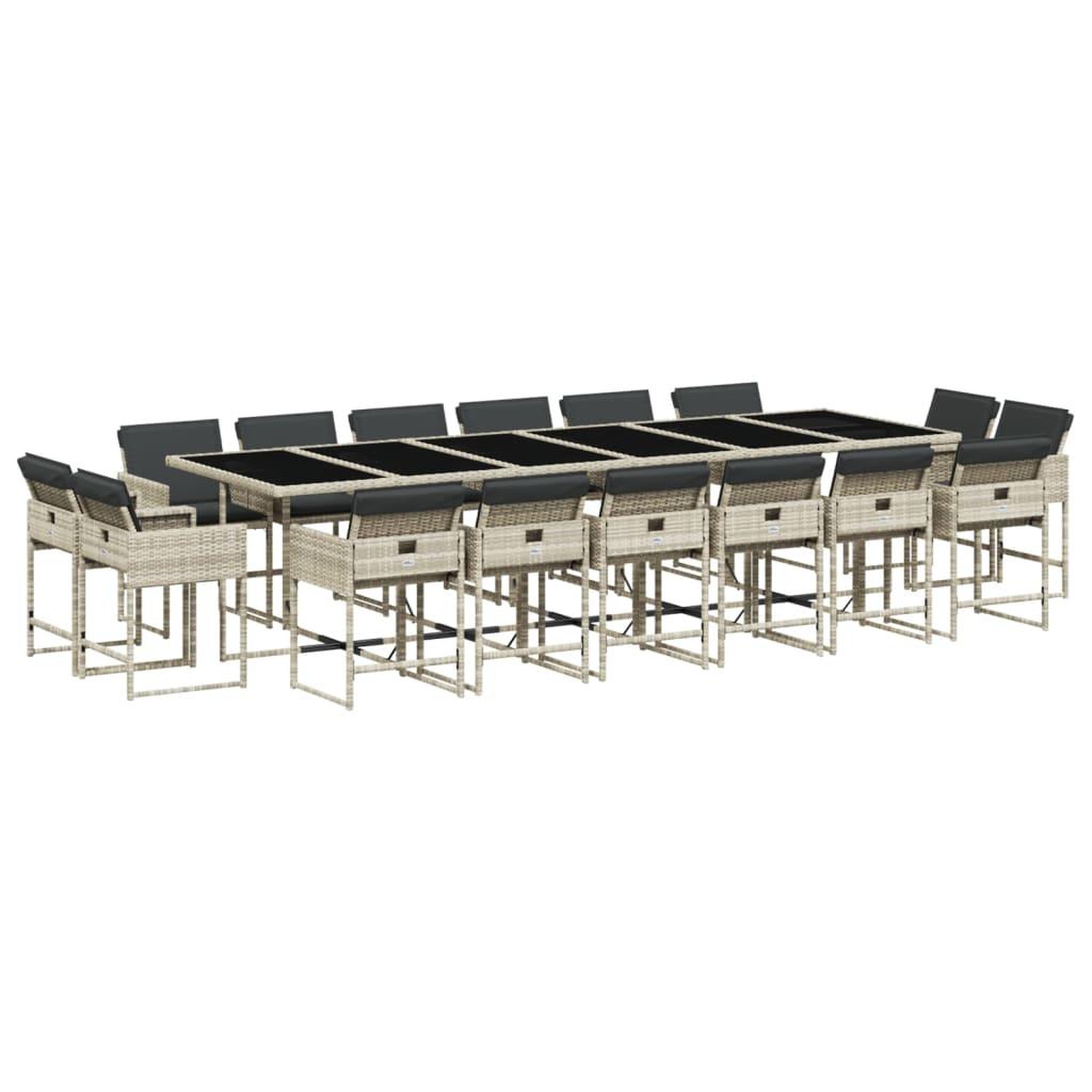 Voir la diapositive 2 : VIDAXL Ensemble a manger de jardin et coussins 17 pcs gris clair rotin