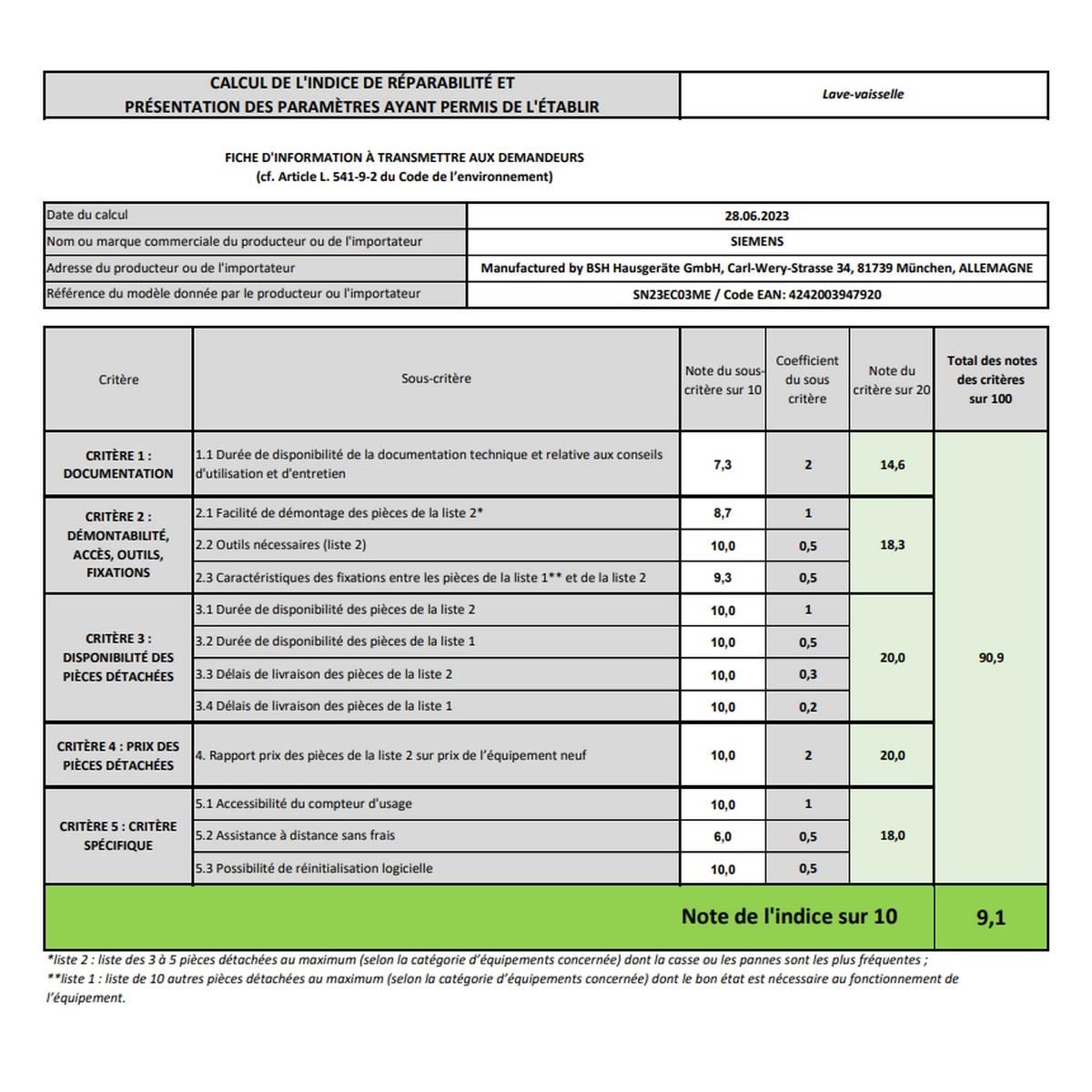 Siemens Lave-vaisselle 60cm 14 couverts 42db noir - SN23EC03ME