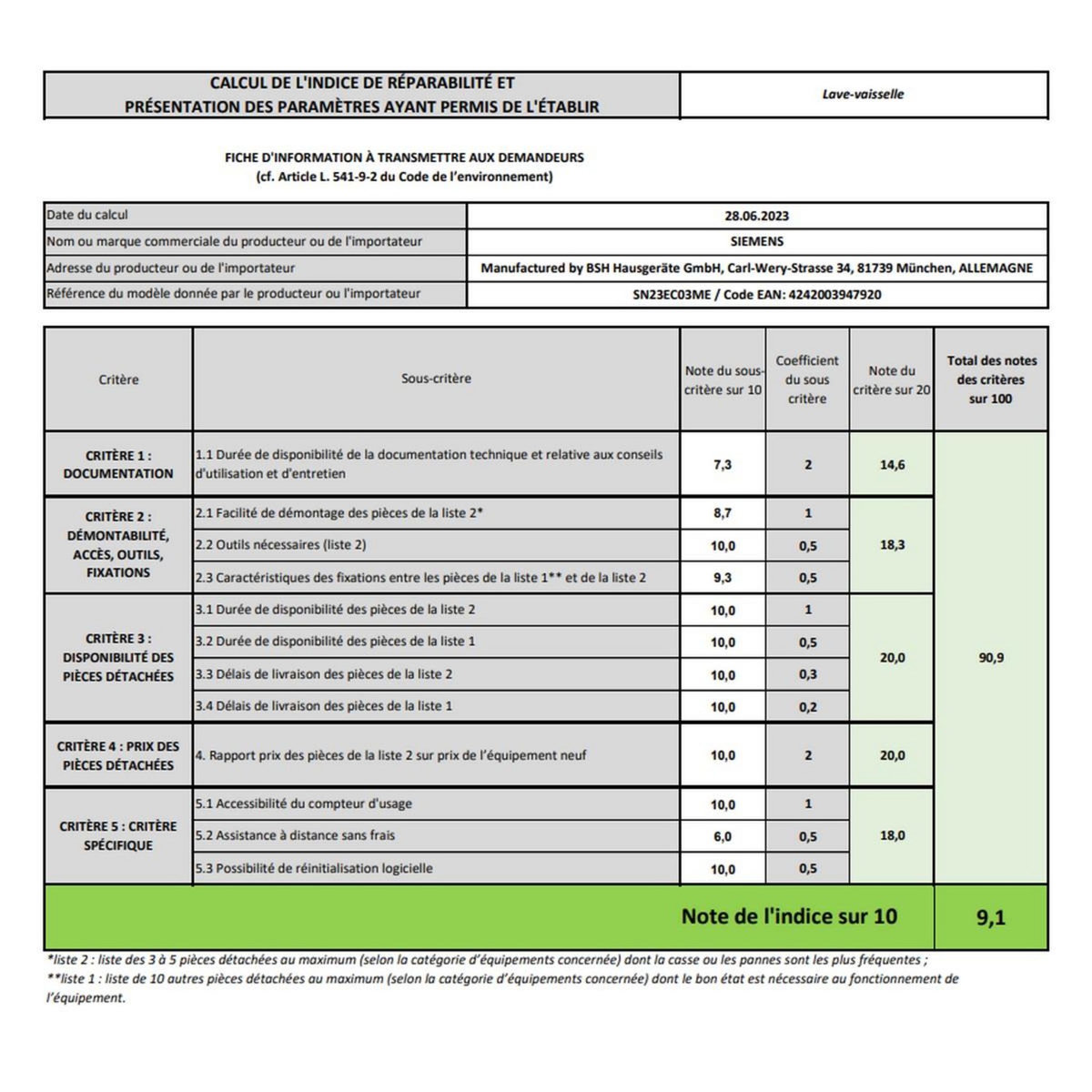 Siemens Lave-vaisselle 60cm 14 couverts 42db noir - SN23EC03ME