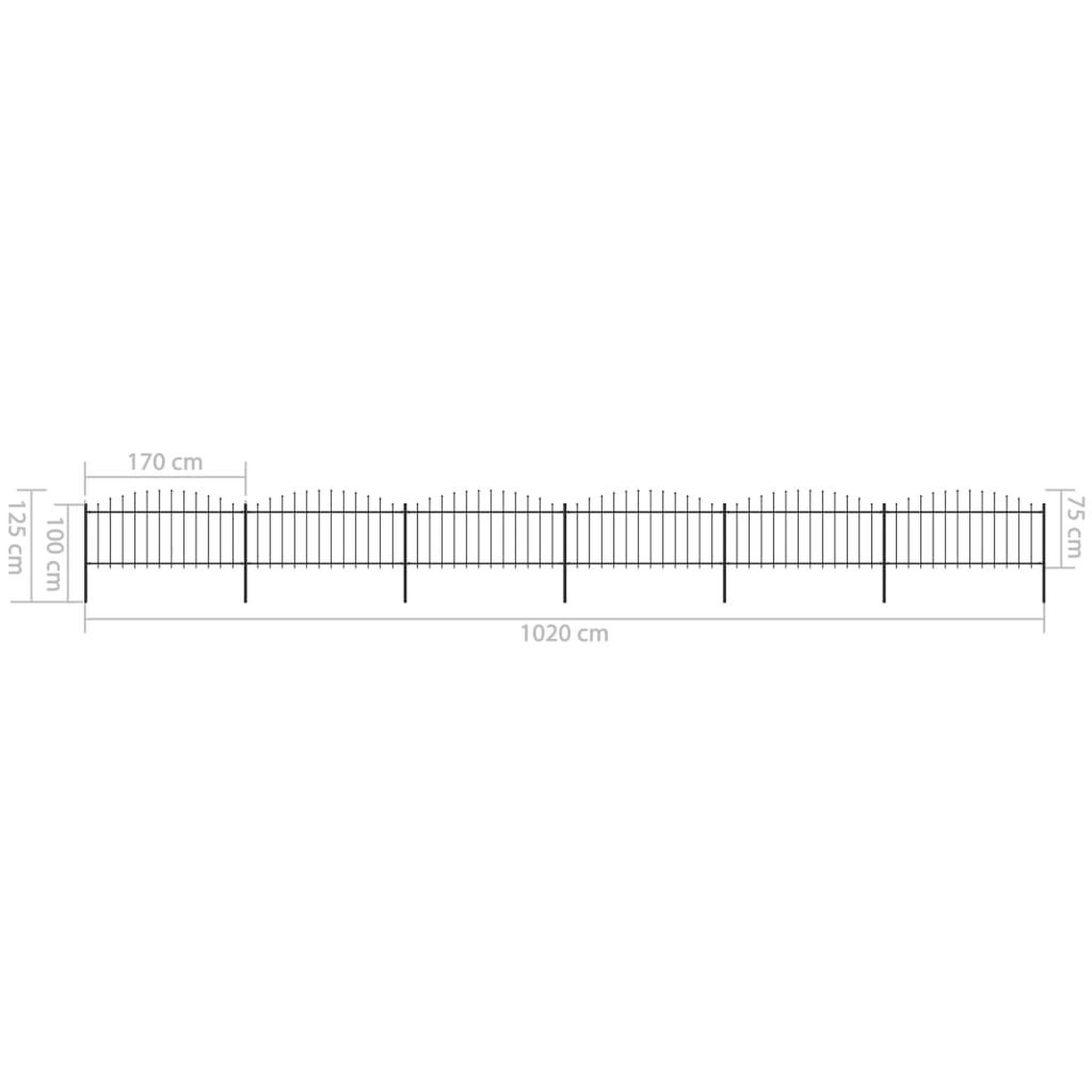 Voir la diapositive 6 : VIDAXL Cloture de jardin a dessus en lance Acier (0,5-0,75)x10,2m Noir