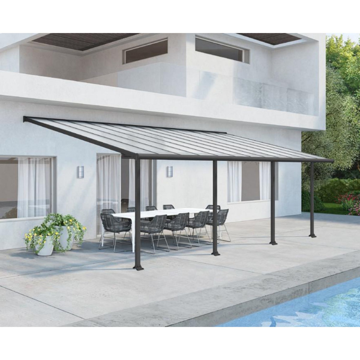 Palram Pergola 21.8m² gris anthracite - 704353