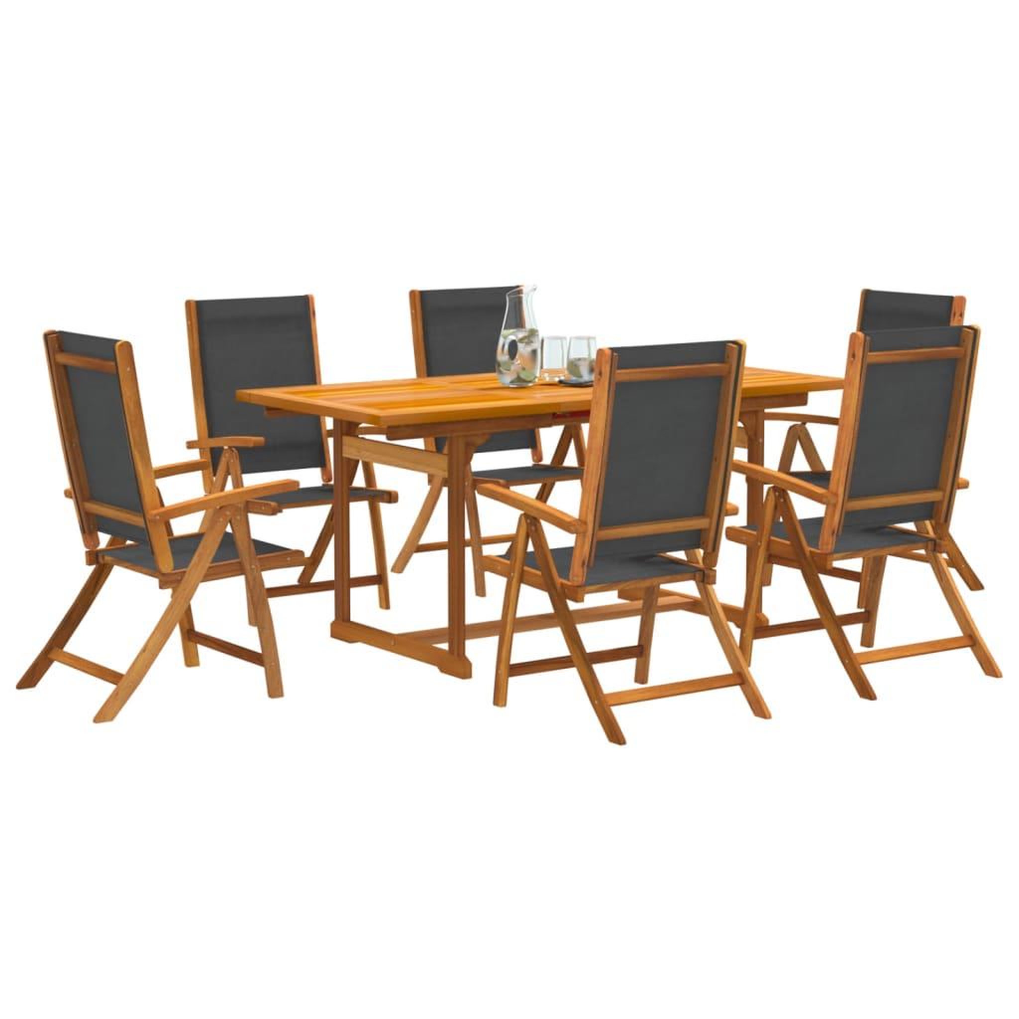 VIDAXL Ensemble a Manger de jardin 7pcs bois d'acacia solide textilene