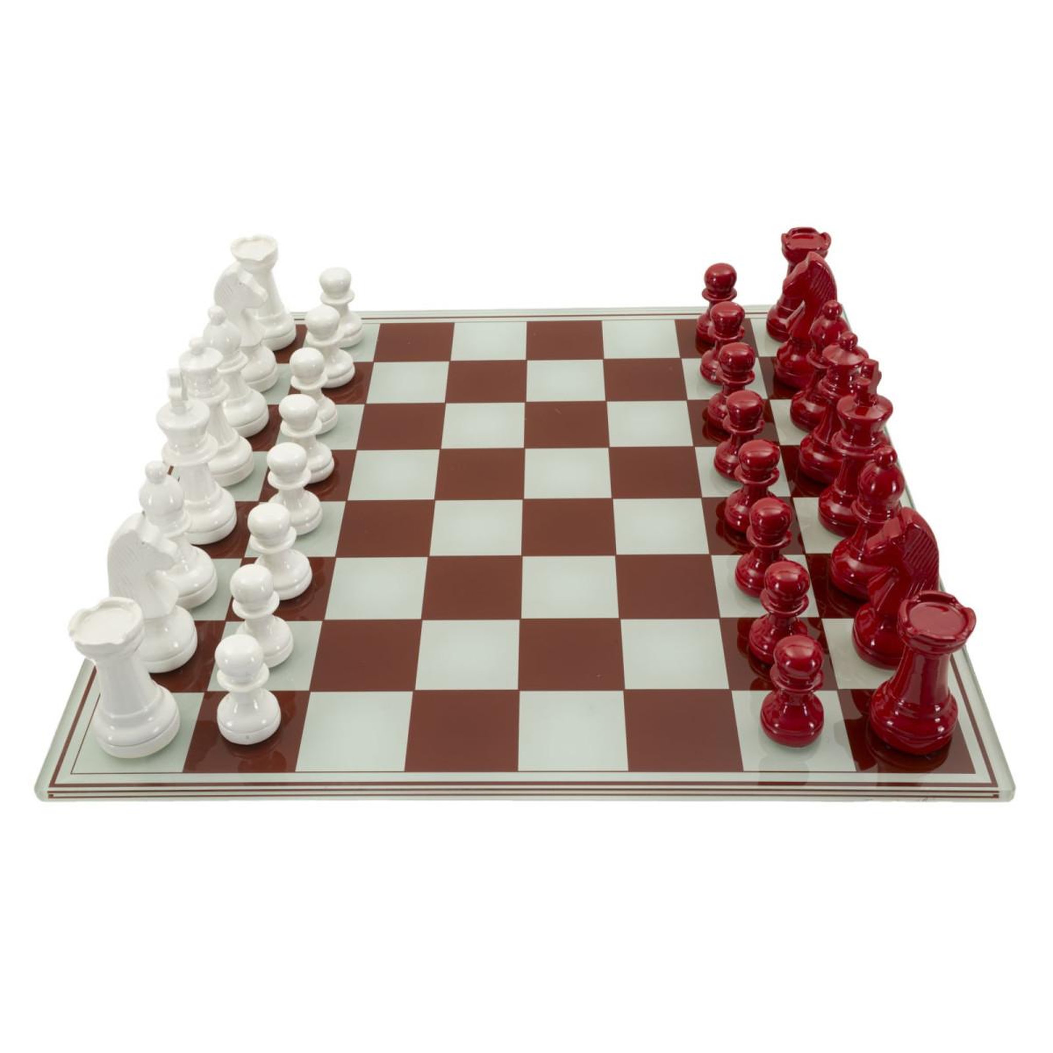 Paris Prix Jeu d'échec en verre  board  61cm rouge & blanc
