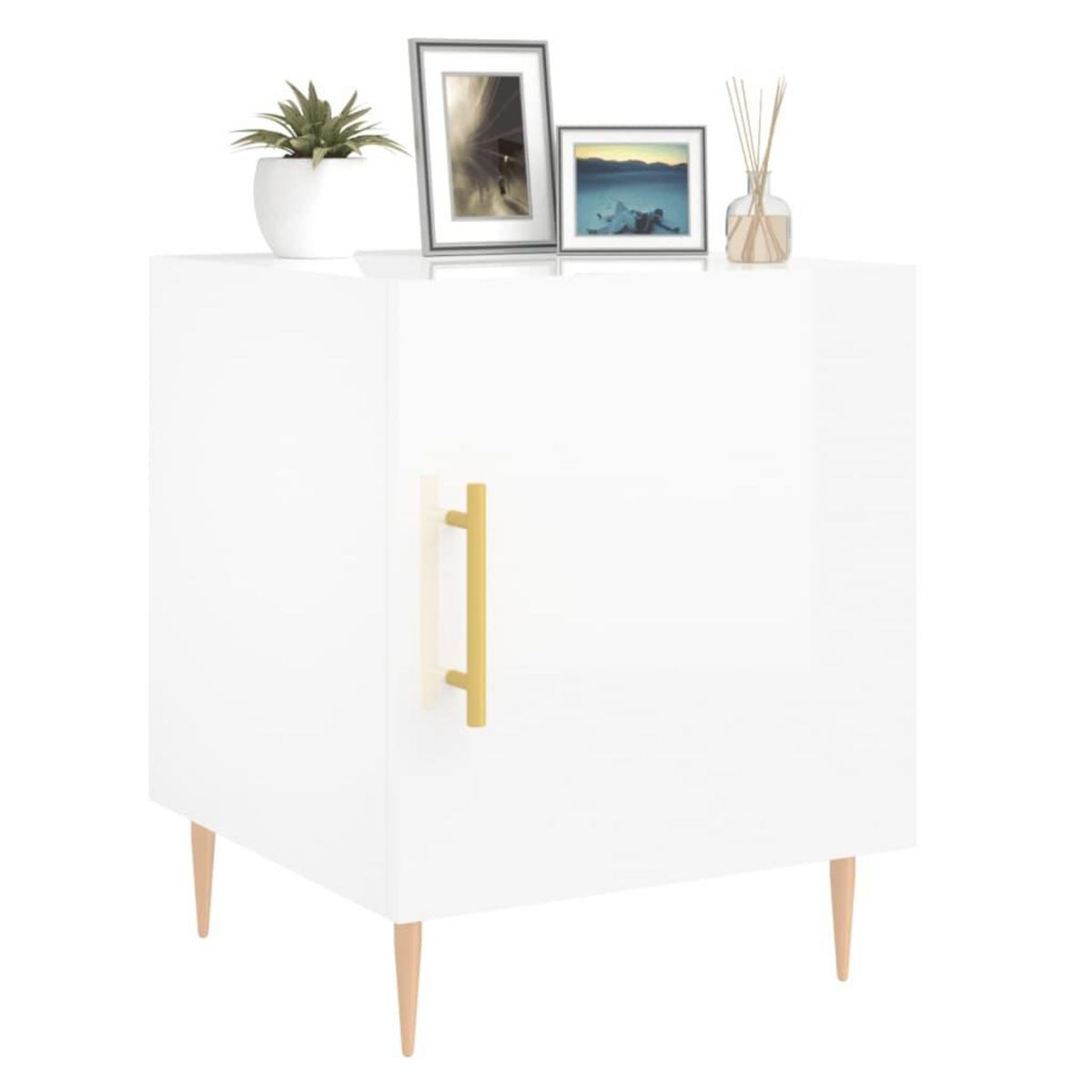 VIDAXL Tables de chevet 2 pcs blanc brillant 40x40x50 cm