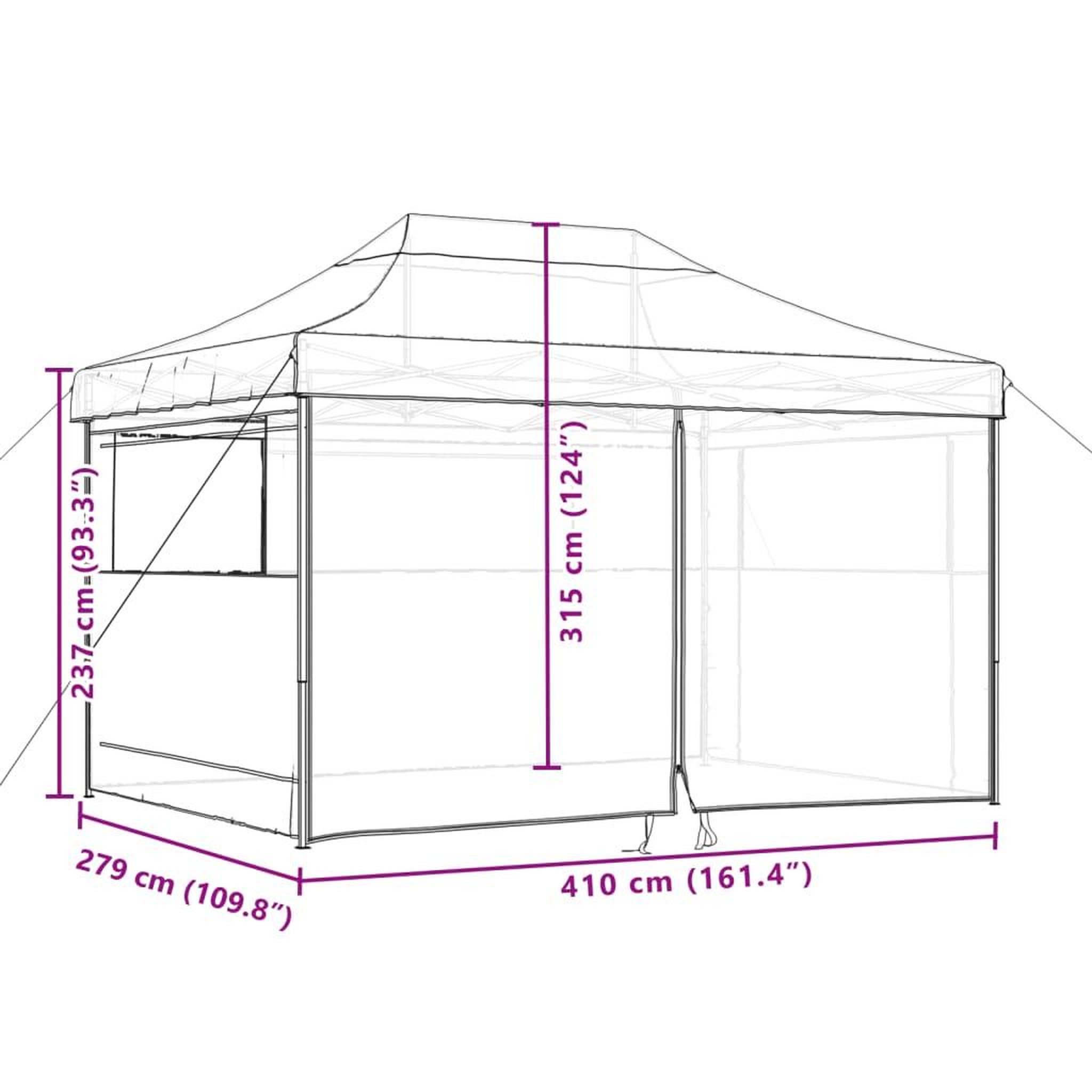 Voir la diapositive 6 : VIDAXL Tente de reception pliable escamotable avec 4 parois laterales