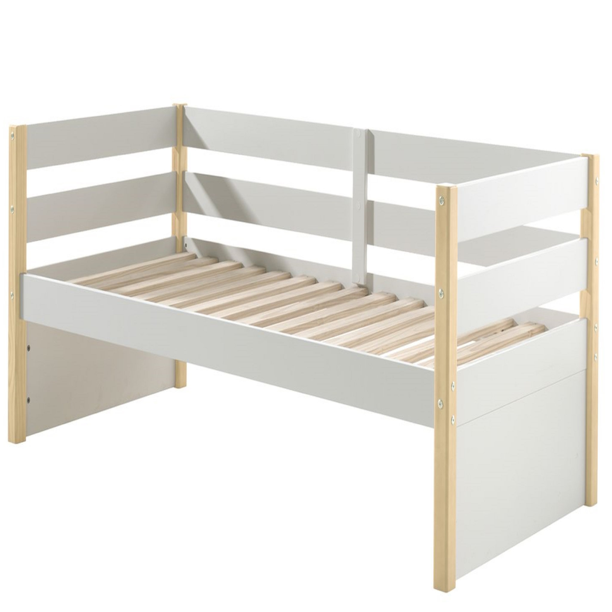 Voir la diapositive 2 : Lit banquette en bois coloris blanc 90 x 200 cm MARGE