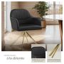 Voir la diapositive 4 : tectake Chaise pivotante en velours rembourrée noir/or Lot de 4