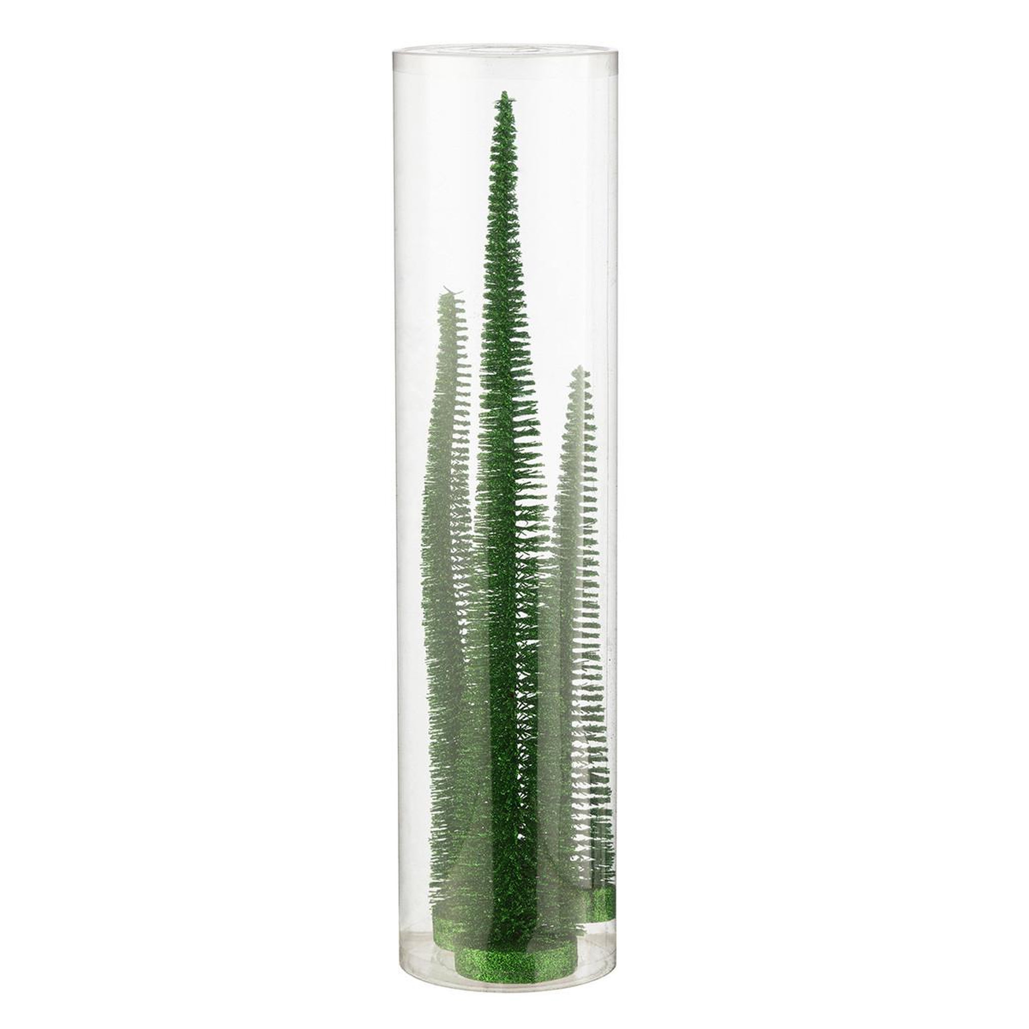 Voir la diapositive 2 : J-LINE Lot de 3 sapins de noël déco  paillettes  40cm vert