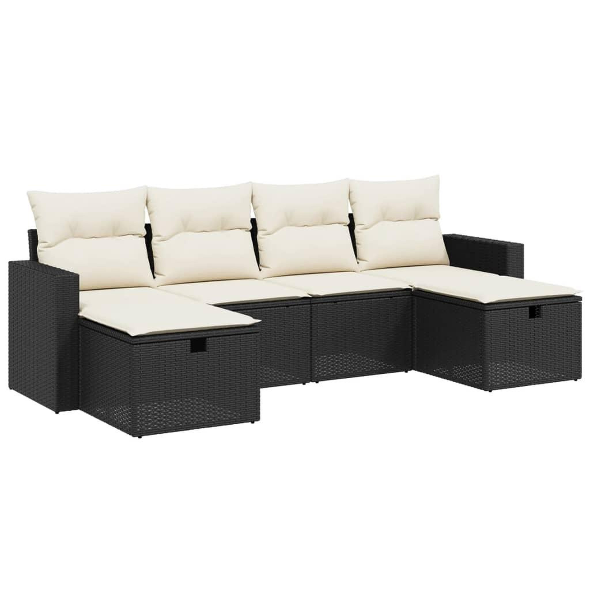 Voir la diapositive 2 : VIDAXL Salon de jardin 6 pcs avec coussins noir resine tressee