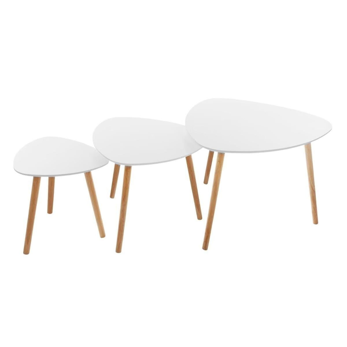 ATMOSPHERA Lot de 3 Tables à Café Gigognes  Mileo  60cm Blanc
