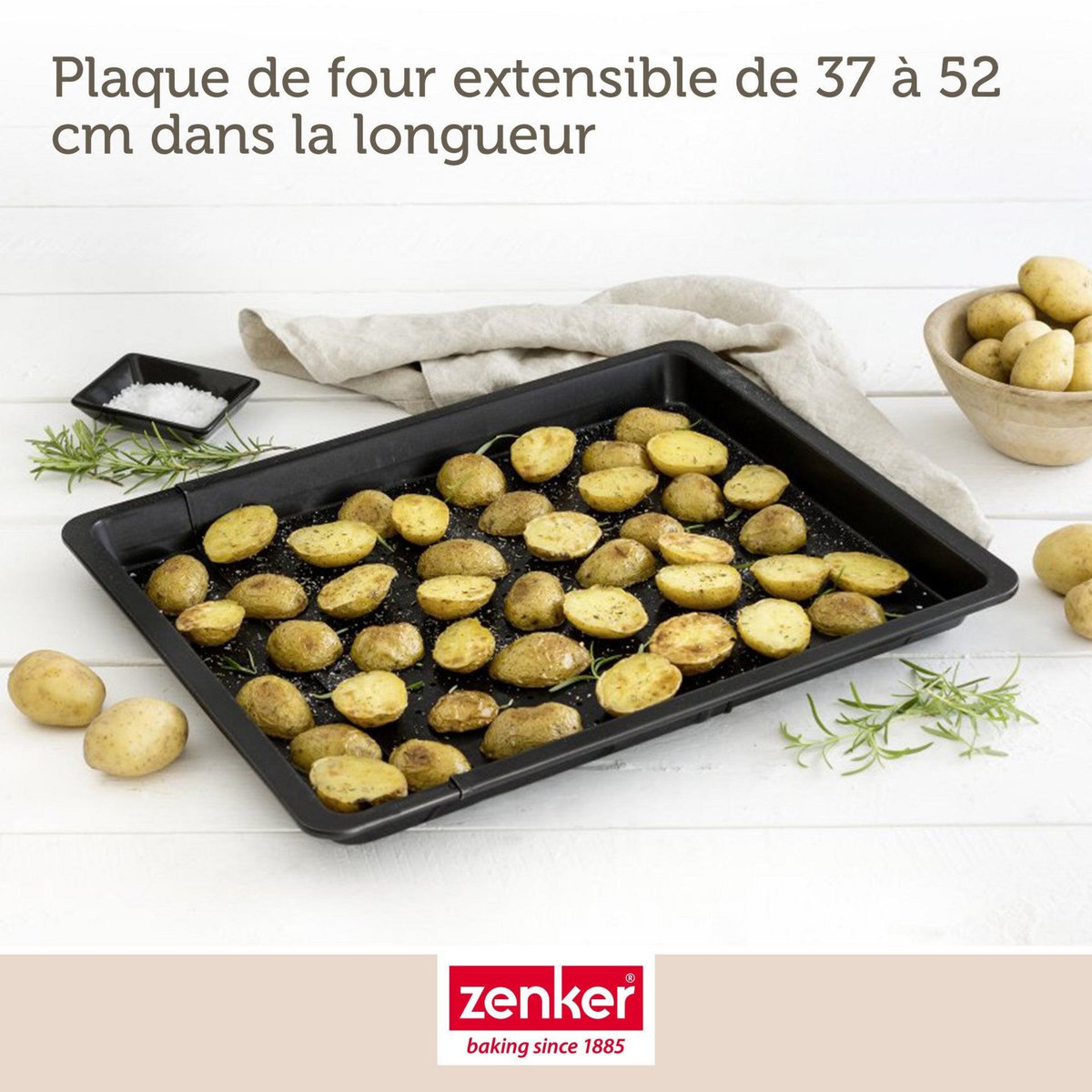 ZENKER Plaque à pizza rectangulaire perforée extensible 37 à 52 x 33 cm Zenker Black Metallic