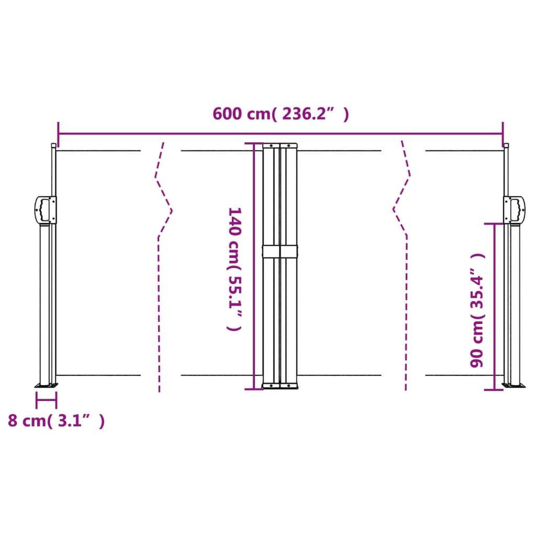 Voir la diapositive 6 : VIDAXL Auvent lateral retractable rouge 140x600 cm