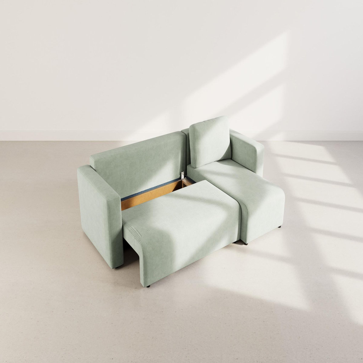 BEST MOBILIER Canopy - canapé d'angle réversible 4 places convertible avec coffre en velours côtelé