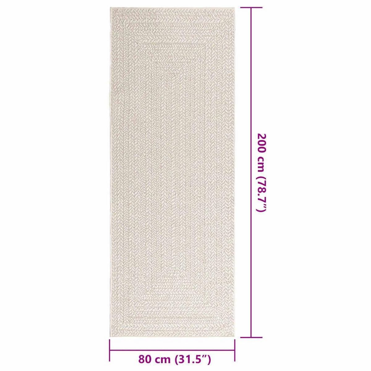VIDAXL Tapis ZIZUR creme 80x200 cm aspect de jute interieur exterieur