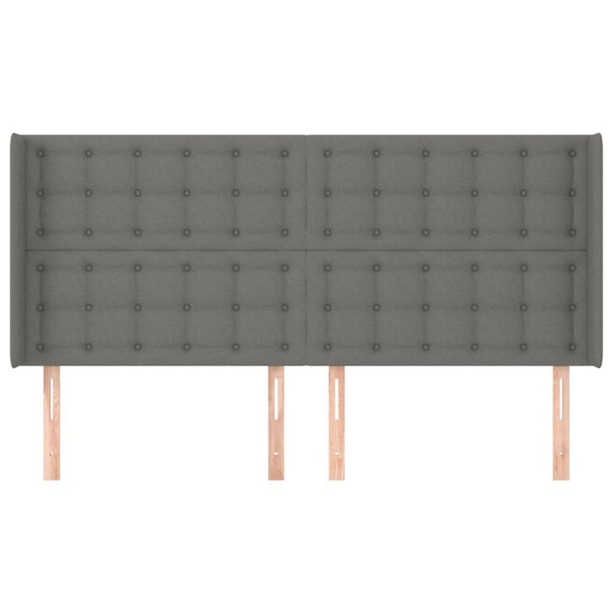 VIDAXL Tete de lit avec oreilles Gris fonce 163x16x118/128 cm Tissu
