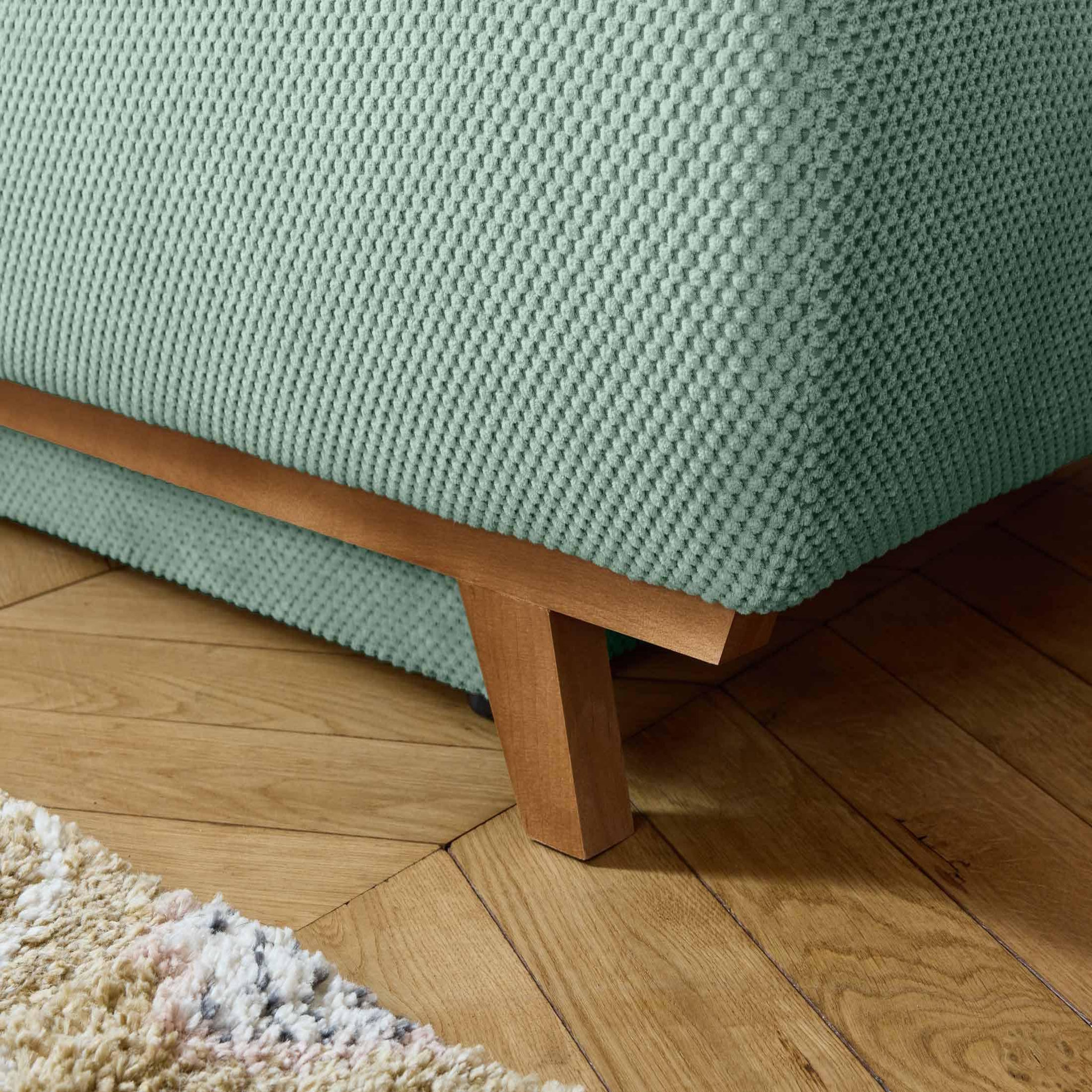 Voir la diapositive 4 : BEST MOBILIER Cristal - canapé 3 places - convertible avec coffre et grand pouf - en velours texturé