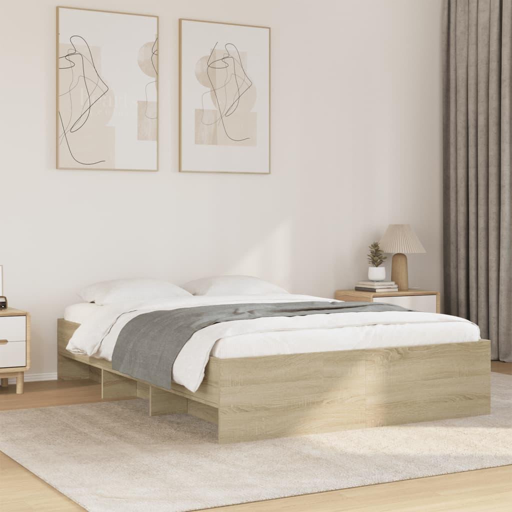 VIDAXL Cadre de lit sans matelas chene sonoma 135x190 cm