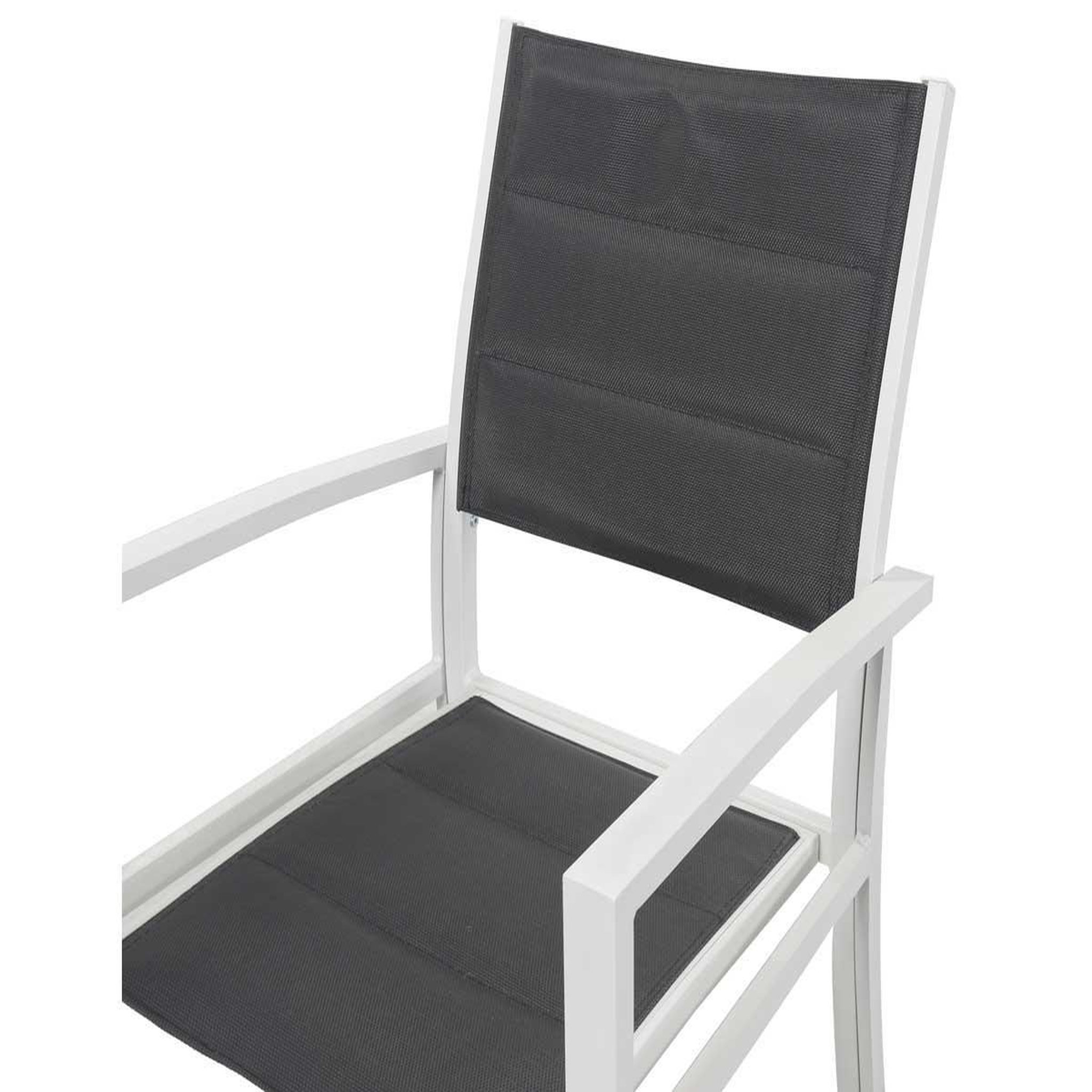 Voir la diapositive 3 : Habitat et Jardin Fauteuil jardin alu/textilène  brazil / canaries  - phoenix - blanc / gris foncé