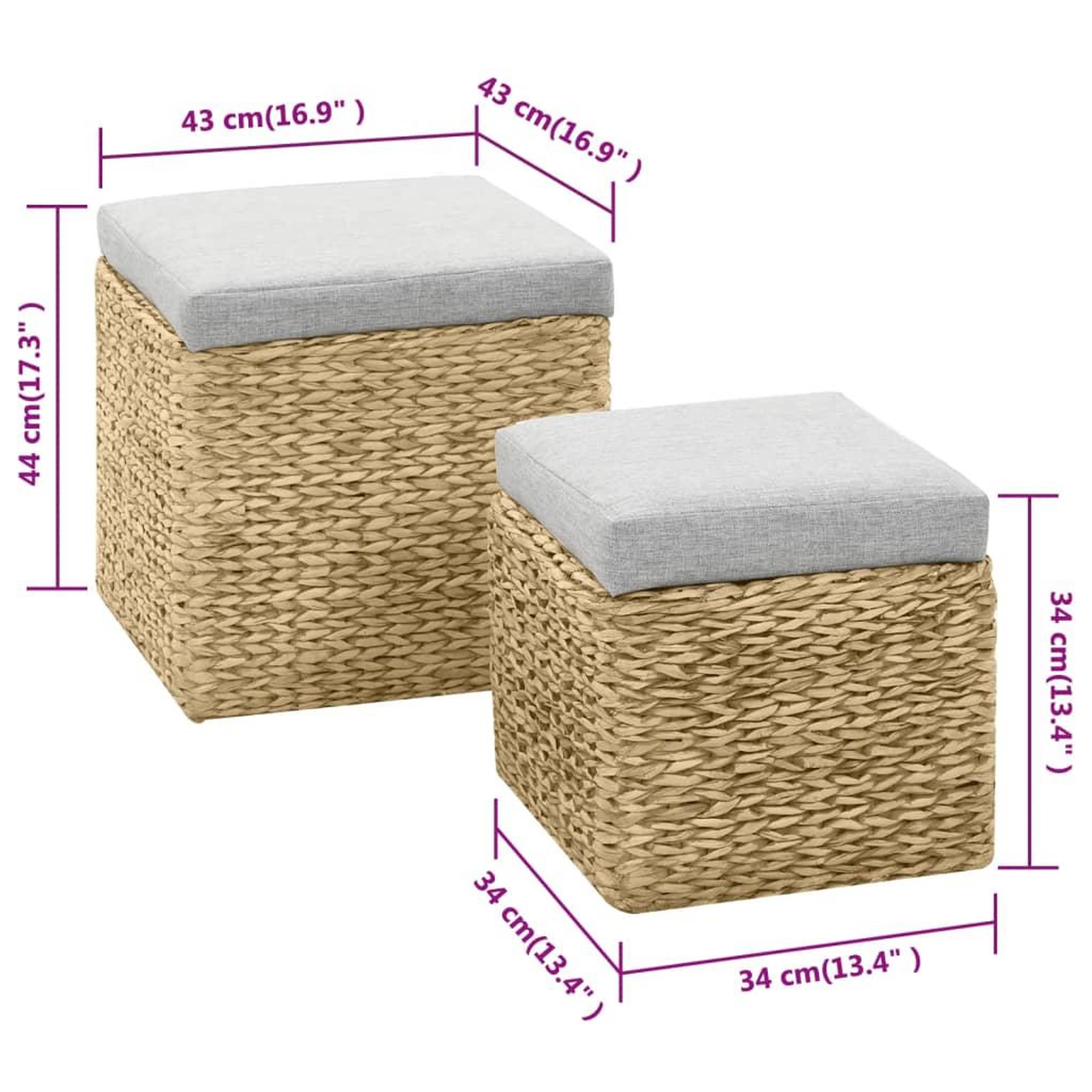 Voir la diapositive 6 : VIDAXL Repose-pied lot de 2 Jacinthe d'eau Gris