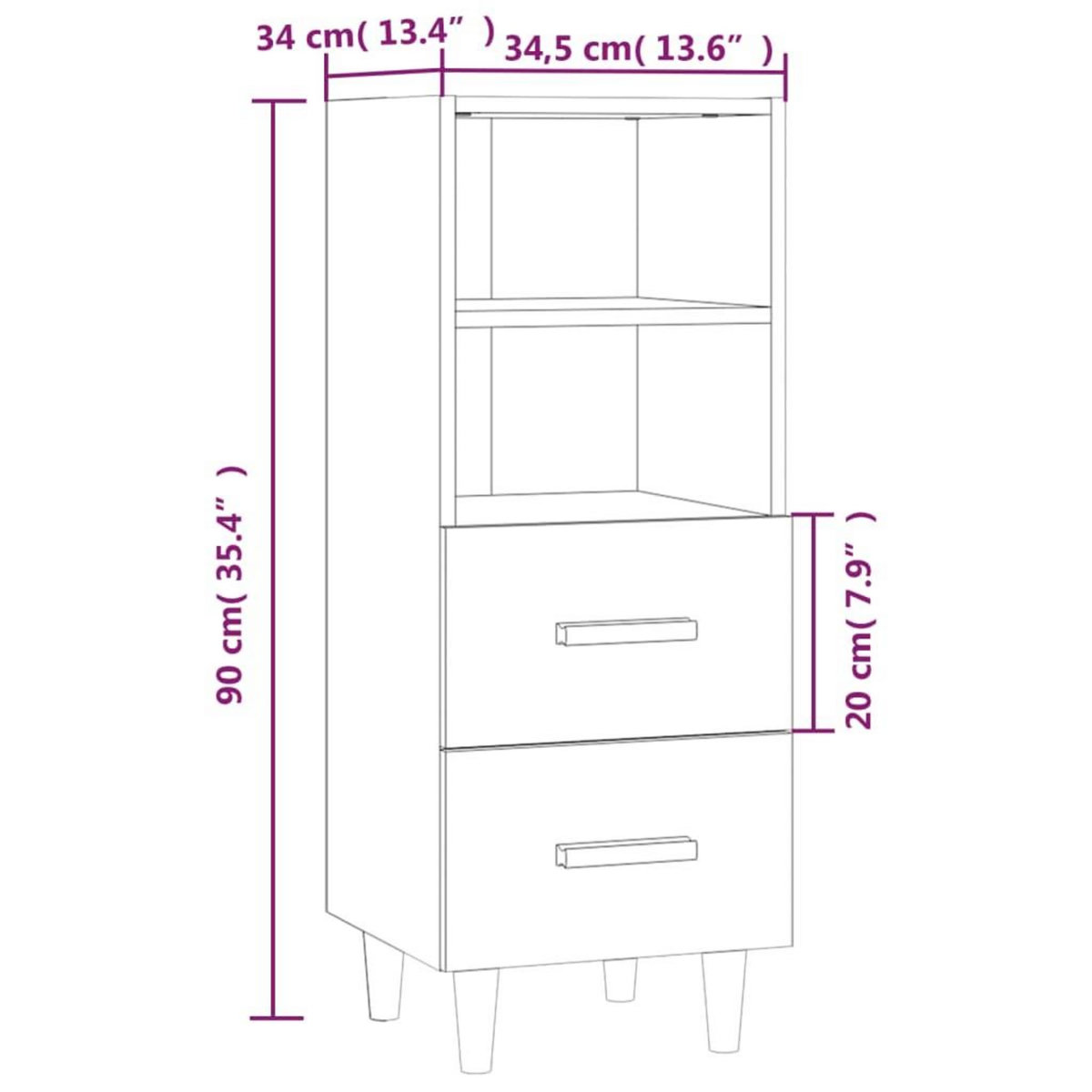 VIDAXL Buffet Chene marron 34,5x34x90 cm Bois d'ingenierie