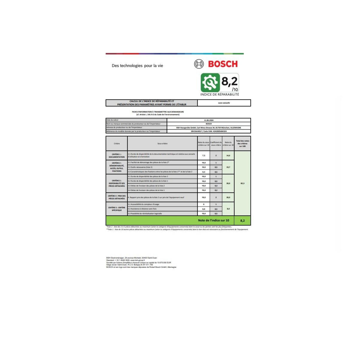 BOSCH Lave-vaisselle 60cm 12 couverts 48db tout intégrable - SBV26AX01F