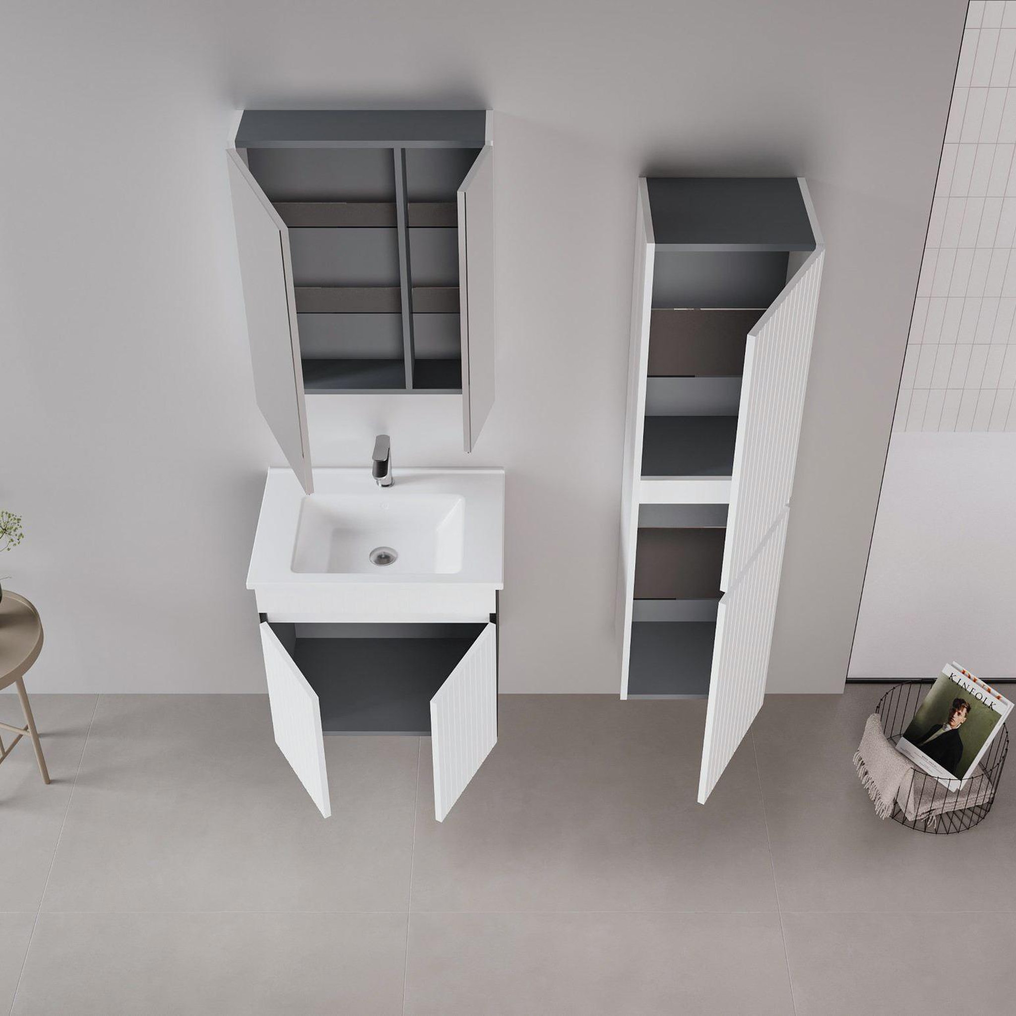 Voir la diapositive 3 : Habitat et Jardin Meuble avec simple vasque et miroir  Tivoli 65  - 65 x 45 x 57 cm - Matte White