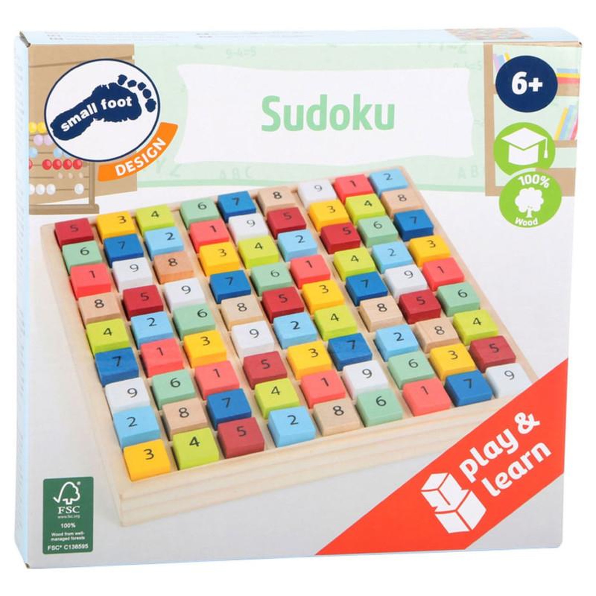 Voir la diapositive 2 : SMALL FOOT Small Foot - Wooden Sudoku Game Color, 82pcs. 11164