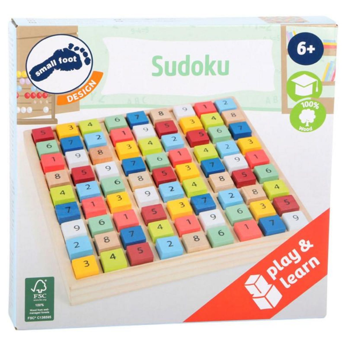 SMALL FOOT Small Foot - Wooden Sudoku Game Color, 82pcs. 11164
