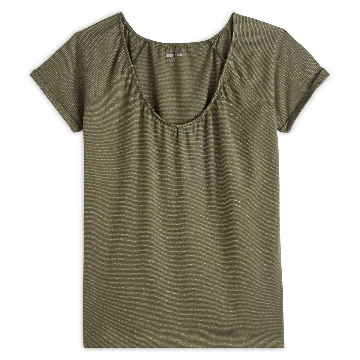 INEXTENSO T-shirt manches courtes vert kaki femme