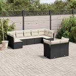VIDAXL Salon de jardin 9 pcs avec coussins noir resine tressee