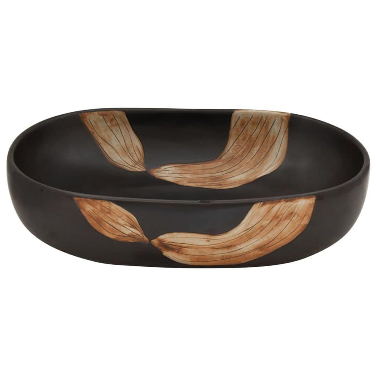 VIDAXL Vasque a poser noir ovale 59x40x14 cm ceramique