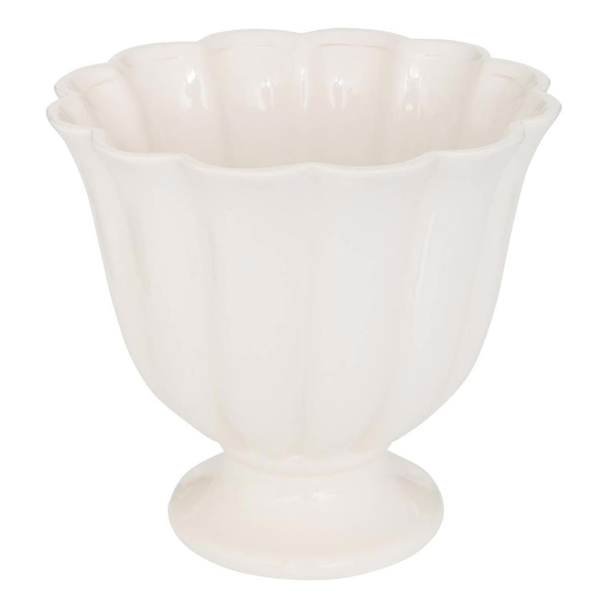 ATMOSPHERA Cache-Pot en Dolomite  Fleur de Rose  25cm Blanc