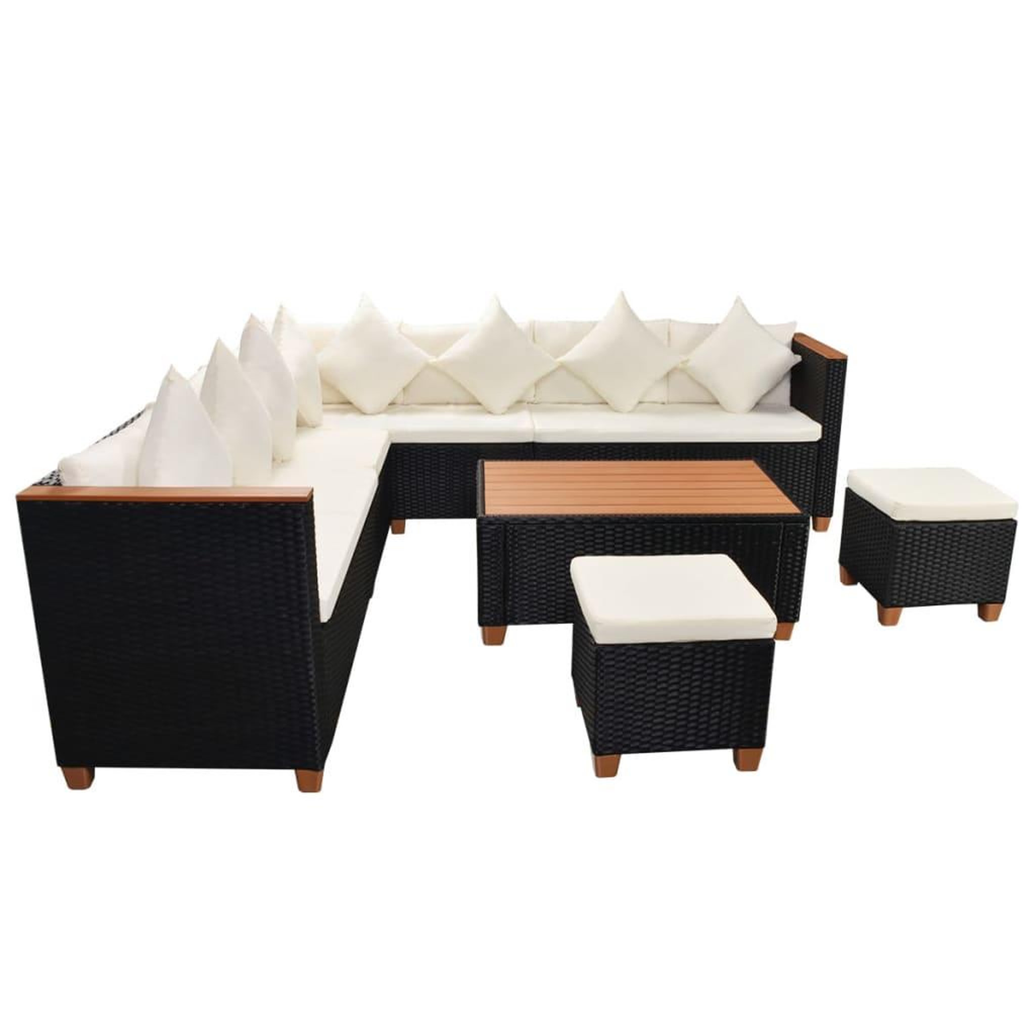 Voir la diapositive 4 : VIDAXL Salon de jardin 7 pcs avec coussins resine tressee noir