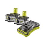 Ryobi Pack 2 batteries RYOBI 18V One+ 5.0 Ah LithiumPlus - 1 chargeur ultra rapide 5.0 Ah RC18150-250