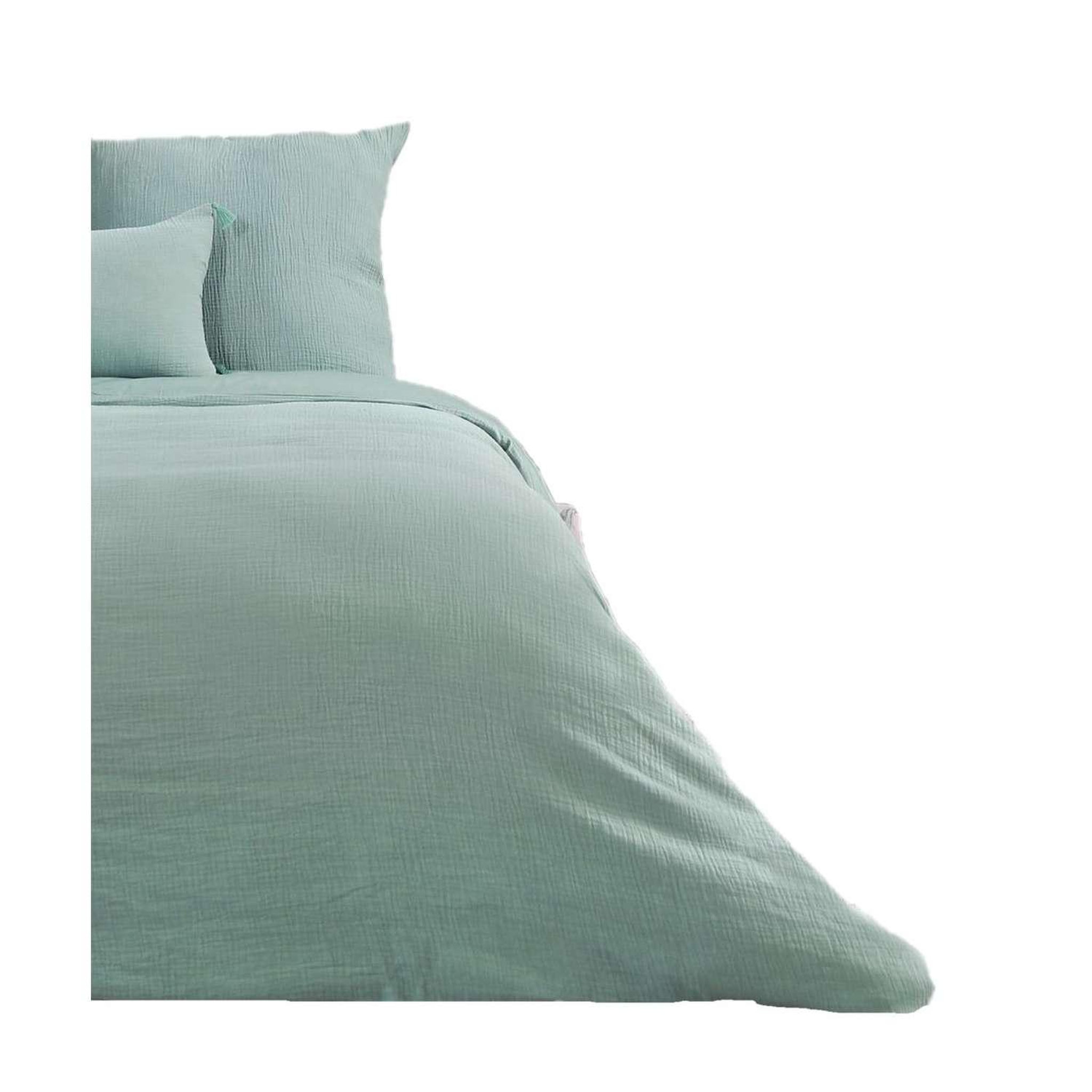 COTE DECO Parure de lit - Double gaze de coton. Coloris disponibles : Vert, Rose, Blanc