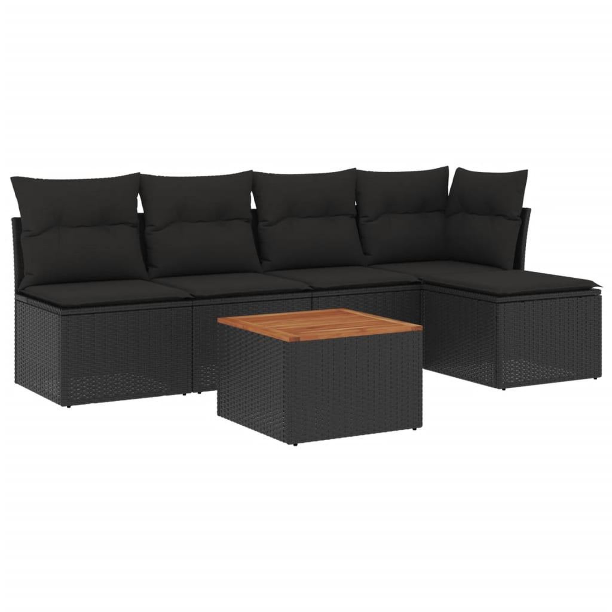 Voir la diapositive 2 : VIDAXL Salon de jardin 6 pcs avec coussins noir resine tressee